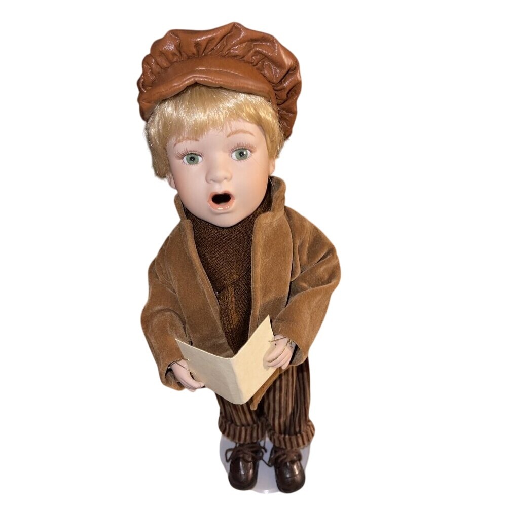 Porcelain Christmas‎ Caroler Doll With Box & Sheet Music